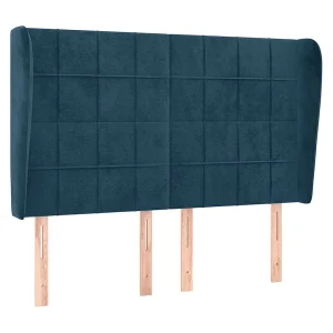 Hoofdbord met randen 147x23x118/128 cm fluweel donkerblauw Hoofdbord met randen 147x23x118/128 cm fluweel donkerblauw