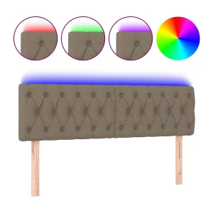 Hoofdbord LED 160x7x78/88 cm stof taupe