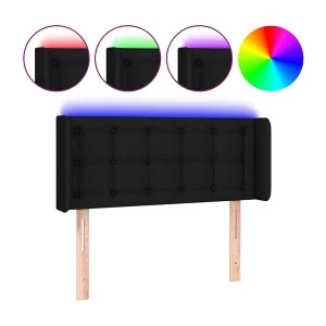 Hoofdbord LED 83x16x78/88 cm stof zwart