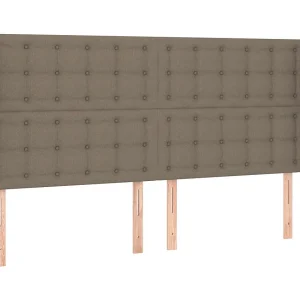 Hoofdbord met randen 183x23x118/128 cm stof taupe