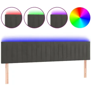 Hoofdbord LED 180x5x78/88 cm fluweel donkergrijs