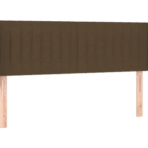 Hoofdbord met randen 147x16x78/88 cm stof donkerbruin