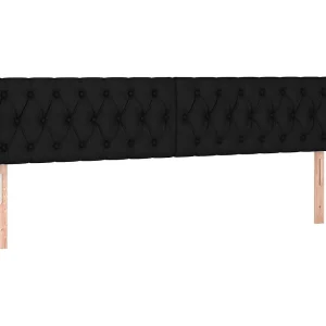 Hoofdbord met randen 203x16x78/88 cm stof zwart