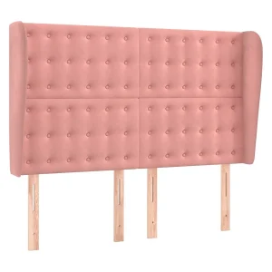 Hoofdbord met randen 147x23x118/128 cm fluweel roze Hoofdbord met randen 147x23x118/128 cm fluweel roze