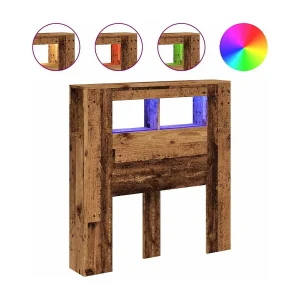 Hoofdeinde met LED 100×18,5×103,5 cm bewerkt hout oud hout Hoofdeinde met LED 100×18,5×103,5 cm bewerkt hout oud hout