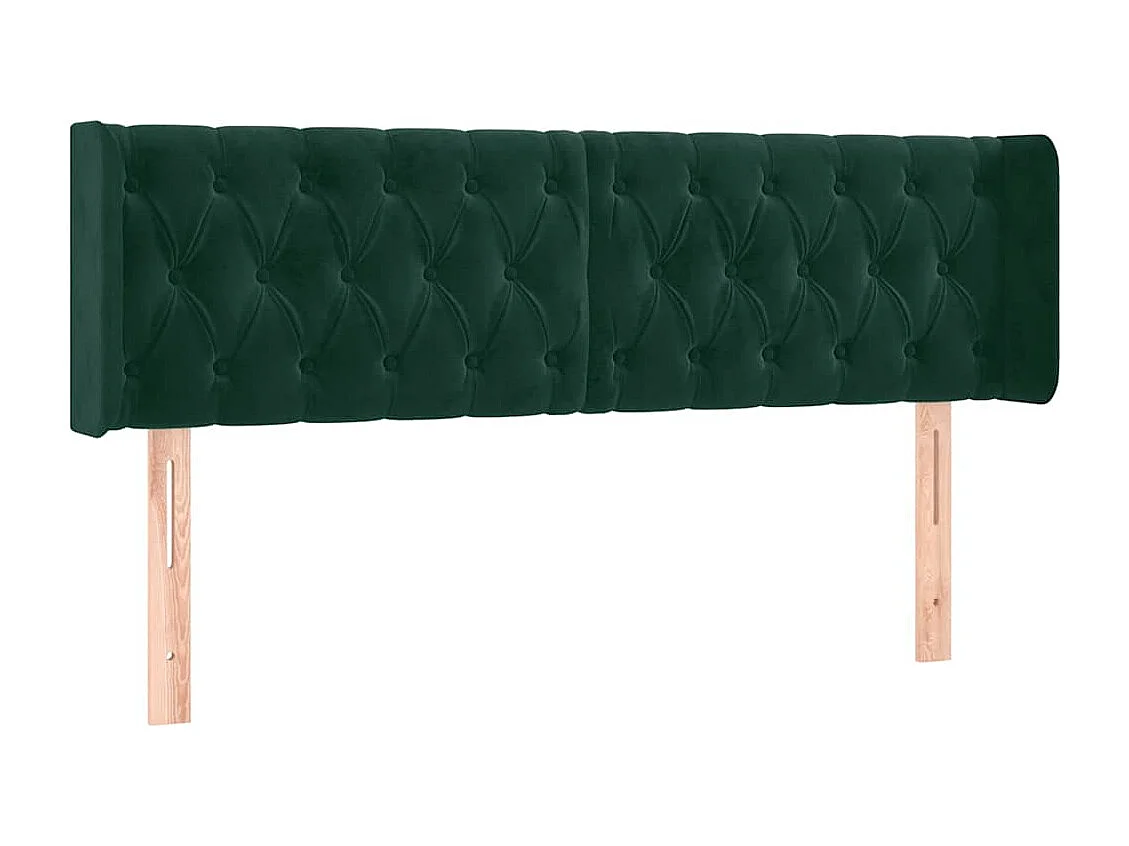 Hoofdbord met randen 163x16x78/88 cm fluweel donkergroen