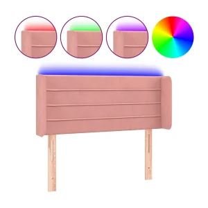 Hoofdbord LED 83x16x78/88 cm fluweel roze