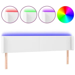 Hoofdbord LED 163x16x78/88 cm kunstleer wit