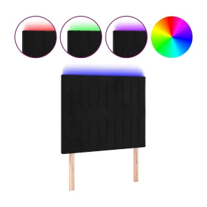 Hoofdbord LED 80x5x118/128 cm fluweel zwart