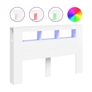 Hoofdeinde met LED 160×18,5×103,5 cm bewerkt hout wit Hoofdeinde met LED 160×18,5×103,5 cm bewerkt hout wit