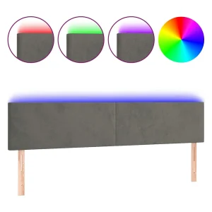 Hoofdbord LED 200x5x78/88 cm fluweel donkergrijs