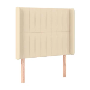 Hoofdbord met randen 103x16x118/128 cm stof crèmekleurig Hoofdbord met randen 103x16x118/128 cm stof crèmekleurig