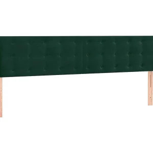 Hoofdbord met randen 163x16x78/88 cm fluweel donkergroen