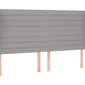 Hoofdbord met randen 183x23x118/128 cm stof lichtgrijs