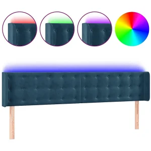 Hoofdbord LED 183x16x78/88 cm fluweel donkerblauw