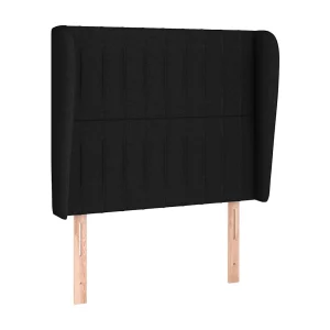 Hoofdbord met randen 93x23x118/128 cm stof zwart Hoofdbord met randen 93x23x118/128 cm stof zwart