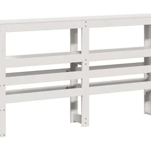Hoofdbord met schappen 120 cm massief grenenhout wit