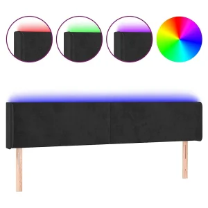 Hoofdbord LED 183x16x78/88 cm fluweel zwart