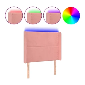 Hoofdbord LED 93x16x118/128 cm fluweel roze