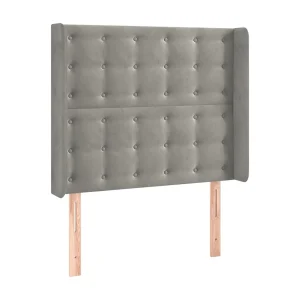 Hoofdbord met randen 93x16x118/128 cm fluweel lichtgrijs Hoofdbord met randen 93x16x118/128 cm fluweel lichtgrijs