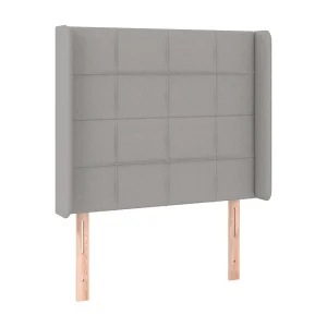 Hoofdbord met randen 83x16x118/128 cm stof lichtgrijs