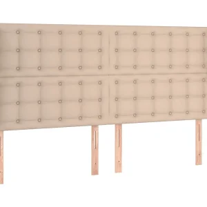 Hoofdbord met randen 203x23x118/128cm kunstleer cappuccinokleur Hoofdbord met randen 203x23x118/128cm kunstleer cappuccinokleur