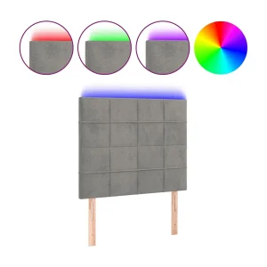 Hoofdbord LED 90x5x118/128 cm fluweel lichtgrijs