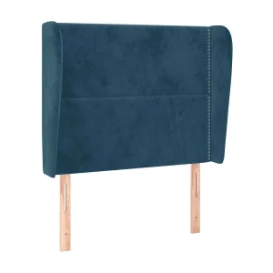 Hoofdbord met randen 93x23x118/128 cm fluweel donkerblauw