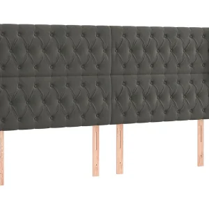 Hoofdbord met randen 183x23x118/128 cm fluweel donkergrijs