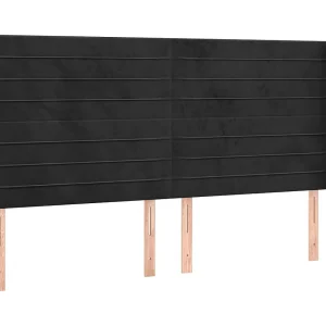Hoofdbord met randen 163x23x118/128 cm fluweel zwart Hoofdbord met randen 163x23x118/128 cm fluweel zwart