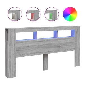 Hoofdeinde met LED 200×18,5×103,5 cm bewerkt hout grijs sonoma Hoofdeinde met LED 200×18,5×103,5 cm bewerkt hout grijs sonoma
