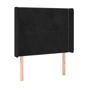 Hoofdbord met randen 83x16x118/128 cm fluweel zwart Hoofdbord met randen 83x16x118/128 cm fluweel zwart