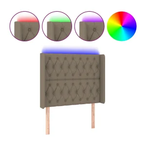 Hoofdbord LED 93x16x118/128 cm stof taupe