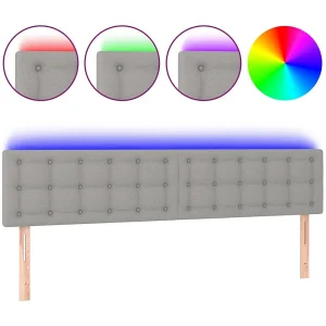 Hoofdbord LED 180x5x78/88 cm stof lichtgrijs