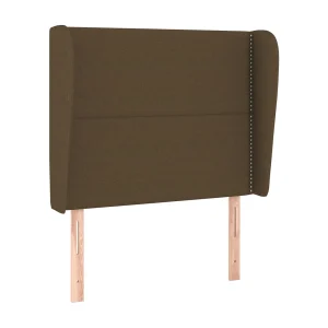 Hoofdbord met randen 103x23x118/128 cm stof donkerbruin