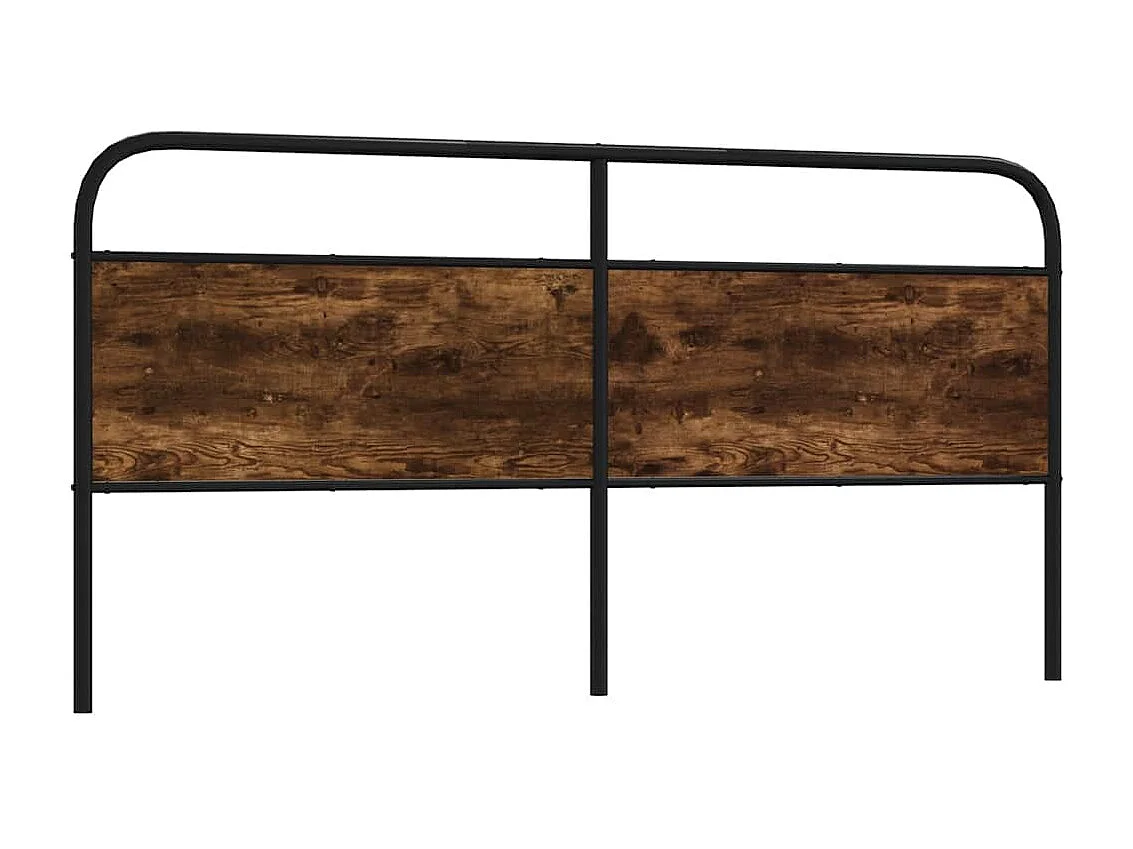 Vervangend hoofdbord 190 cm staal en bewerkt hout gerookt eikenkleurig