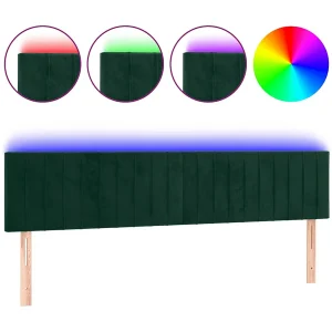 Hoofdbord LED 180x5x78/88 cm fluweel donkergroen