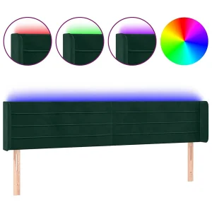 Hoofdbord LED 183x16x78/88 cm fluweel donkergroen