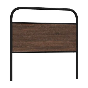 Vervangend hoofdbord 100 cm bewerkt hout en staal bruin eikenkleurig