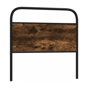 Vervangend hoofdbord 100 cm staal en bewerkt hout gerookt eikenkleurig