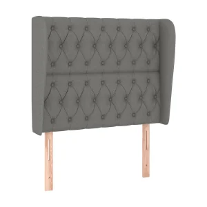 Hoofdbord met randen 93x23x118/128 cm stof donkergrijs Hoofdbord met randen 93x23x118/128 cm stof donkergrijs