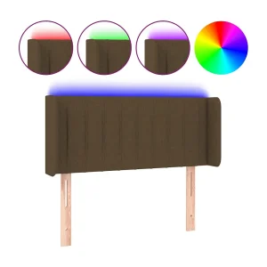 Hoofdbord LED 83x16x78/88 cm stof donkerbruin
