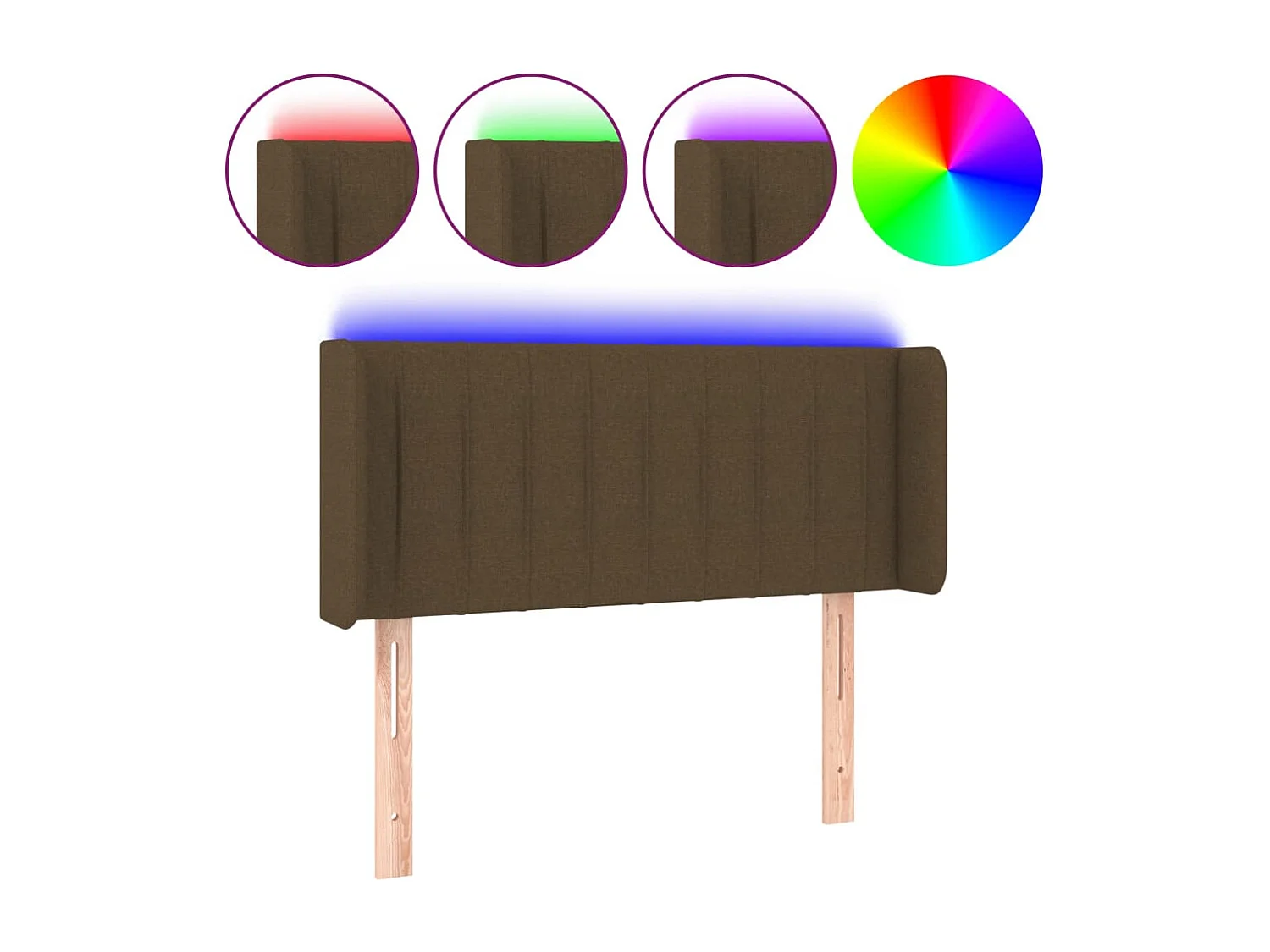 Hoofdbord LED 83x16x78/88 cm stof donkerbruin