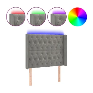 Hoofdbord LED 93x16x118/128 cm fluweel lichtgrijs