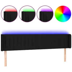 Hoofdbord LED 203x16x78/88 cm stof zwart