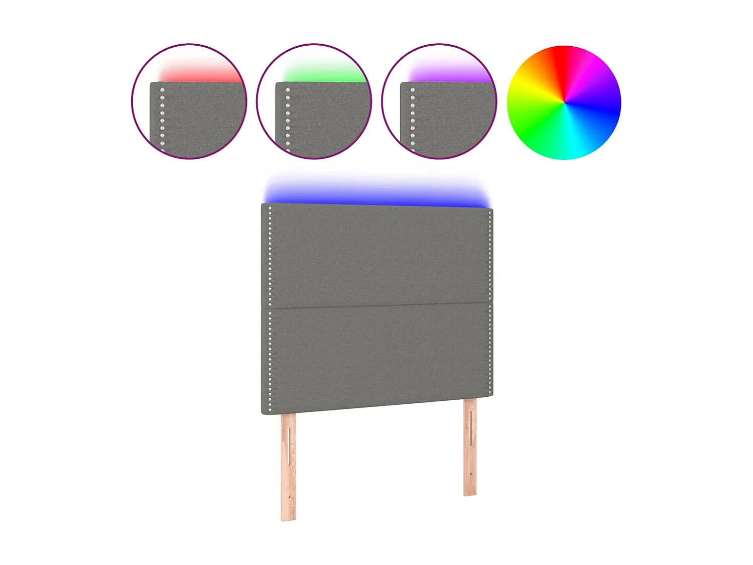 Hoofdbord LED 100x5x118/128 cm stof donkergrijs
