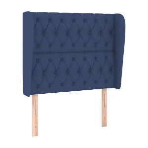 Hoofdbord met randen 93x23x118/128 cm stof blauw Hoofdbord met randen 93x23x118/128 cm stof blauw