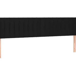 Hoofdbord met randen 203x16x78/88 cm stof zwart