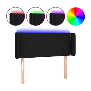 Hoofdbord LED 83x16x78/88 cm stof zwart