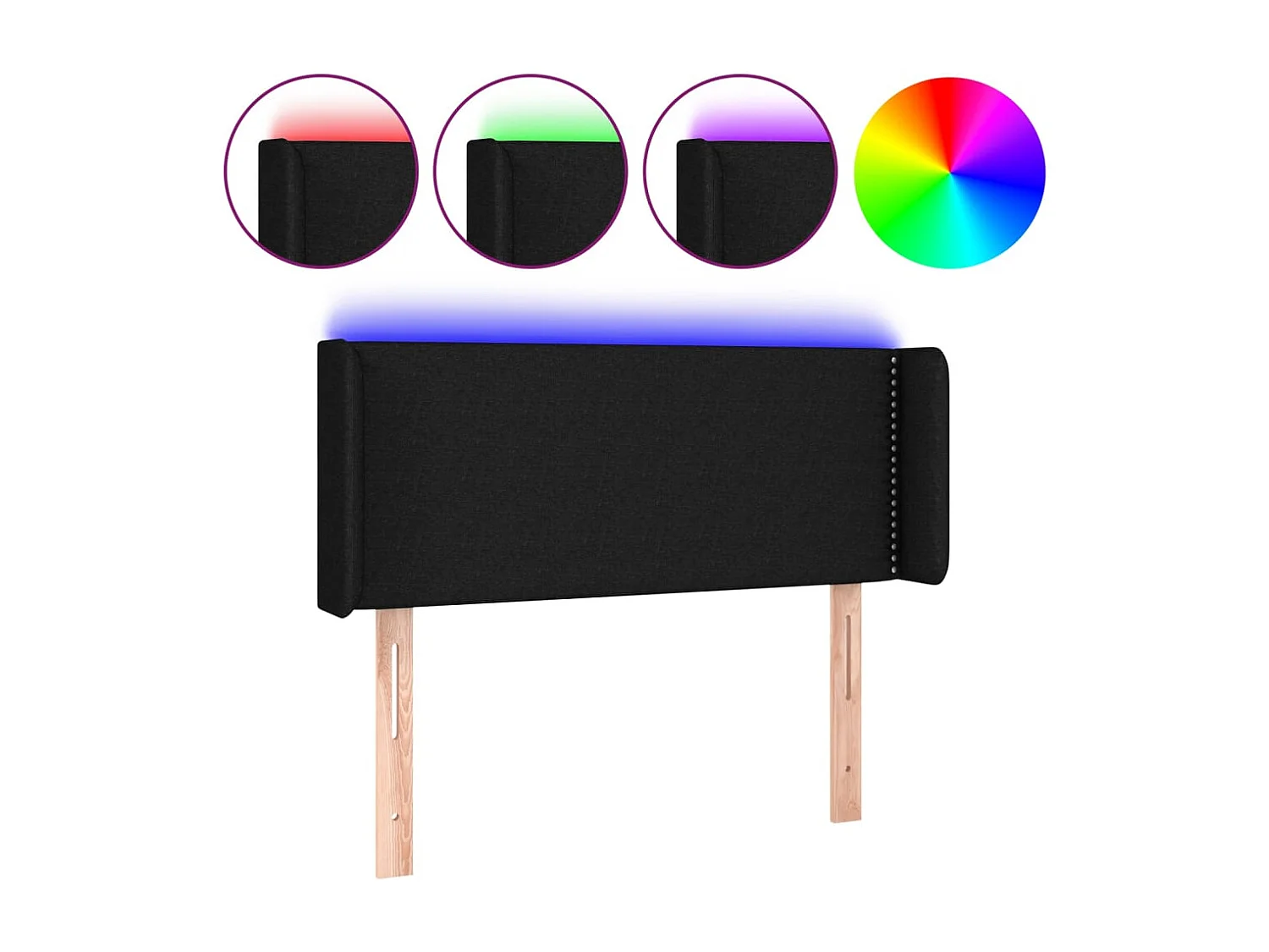 Hoofdbord LED 83x16x78/88 cm stof zwart